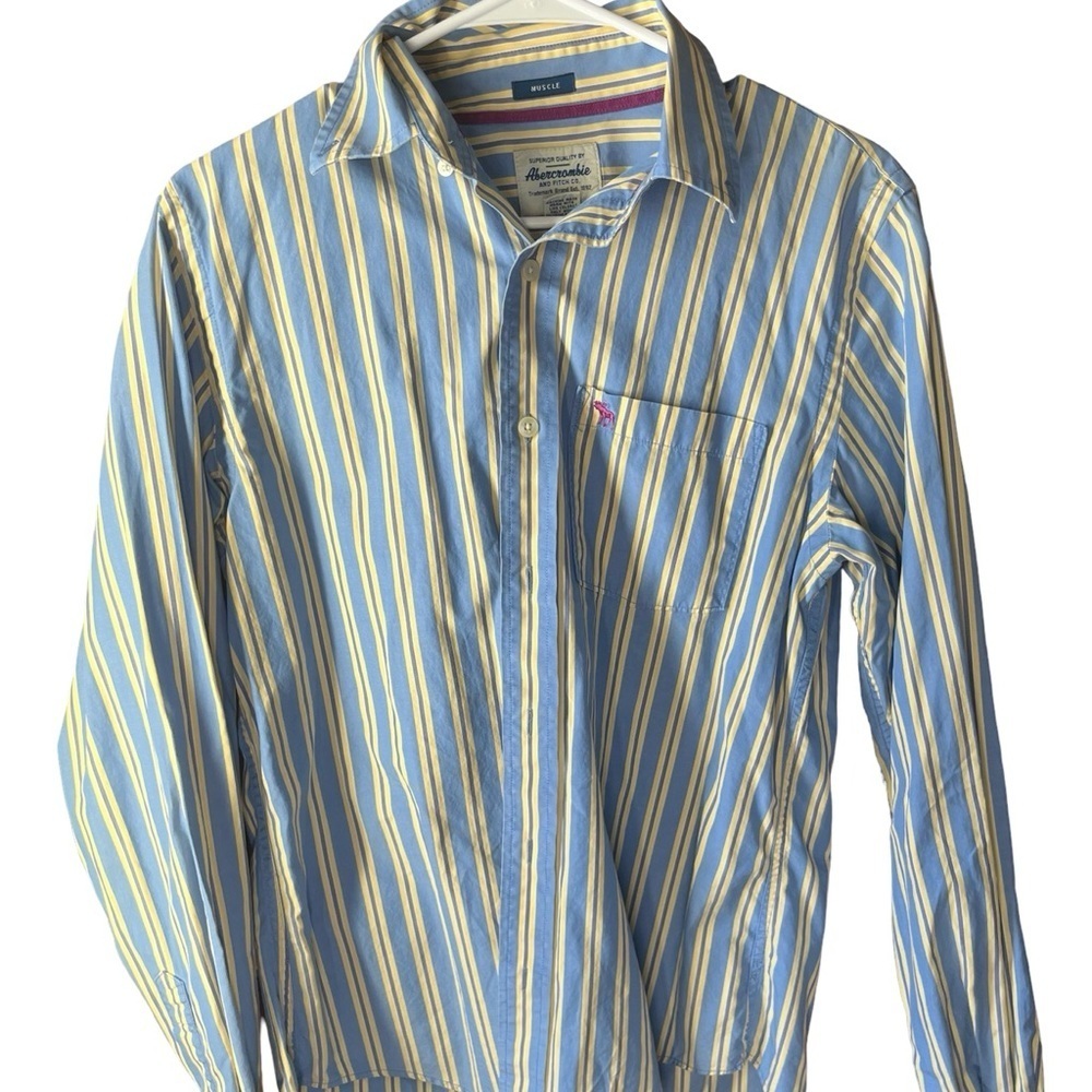 Abercrombie Men’s Blue Yellowow Stripe Button Down